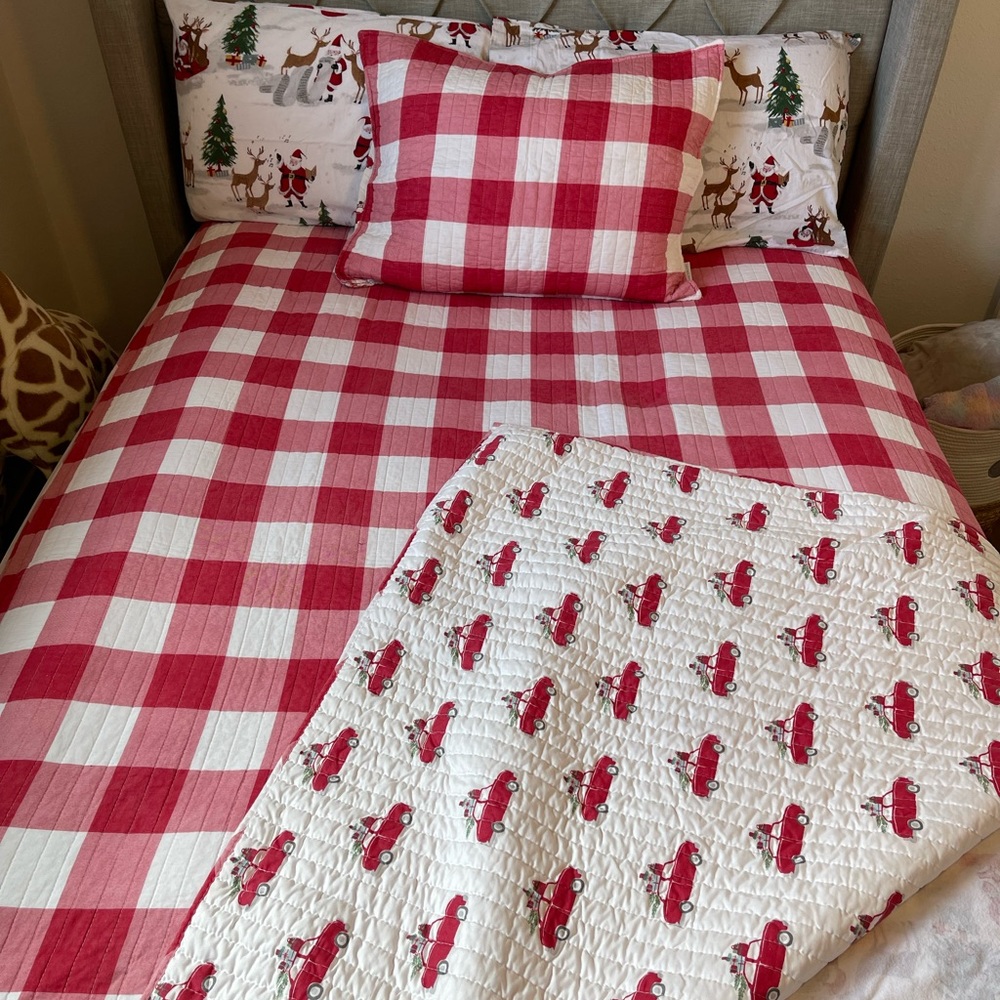 Twin size Christmas bedding.